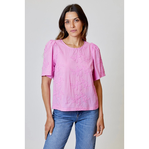 Nebula Glow Flower Applique Top