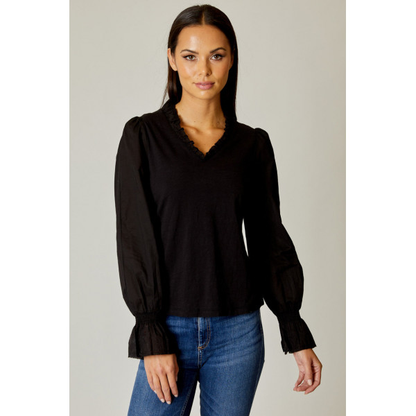 Mild Trim V Neck Top