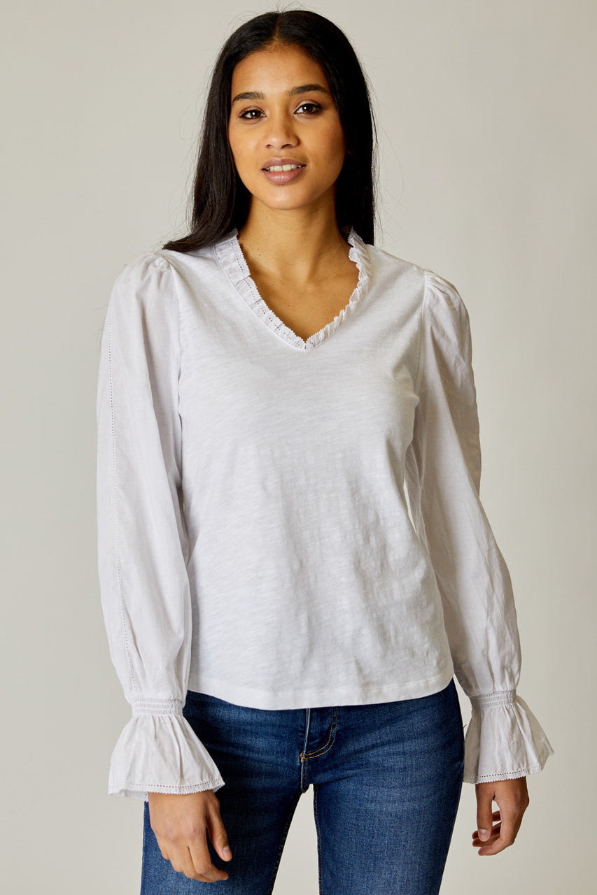 Mild Trim V Neck Top