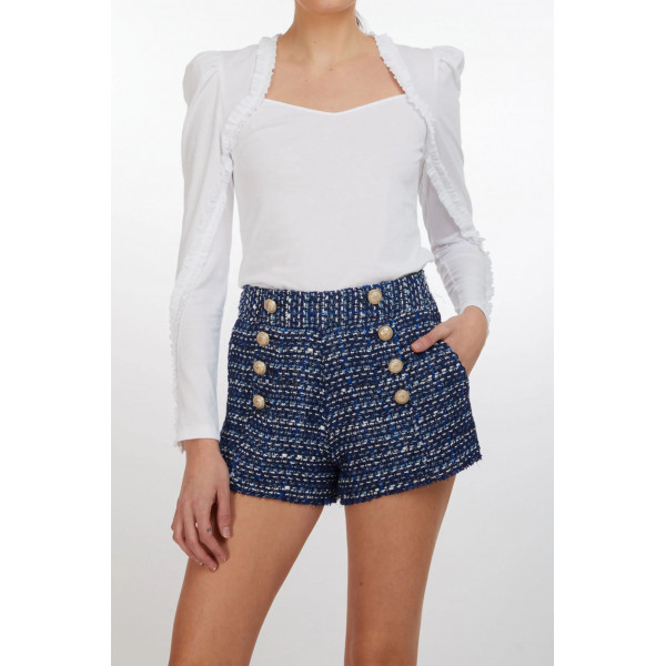 Moda Lumina Ruffle Trim Top