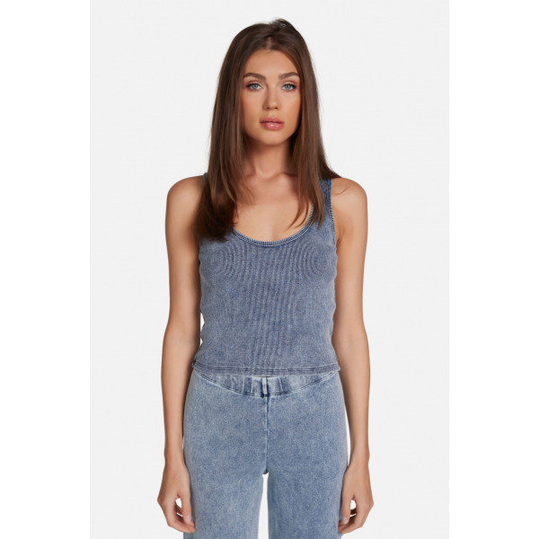 Tulle Denim Wash Tank