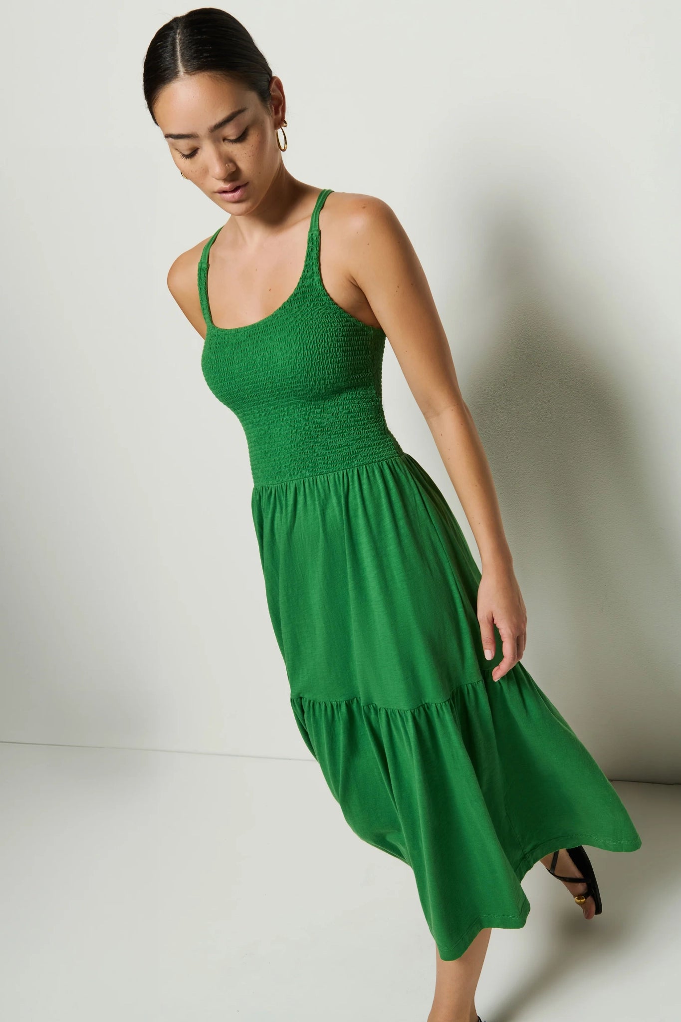 Flash Smocked Midi Dress