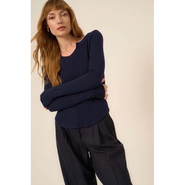 Mussola Comeback Notch Neck Long Sleeve