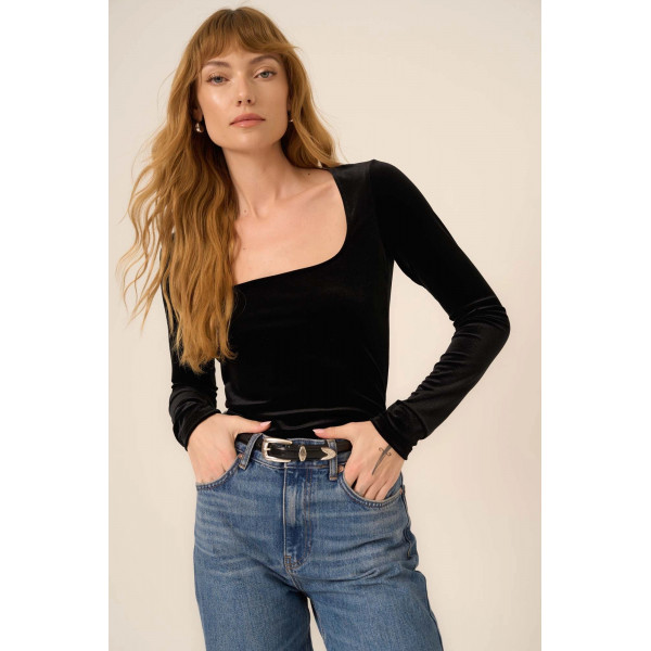 Lush Rush Come True Square Neck Velvet Long Sleeve