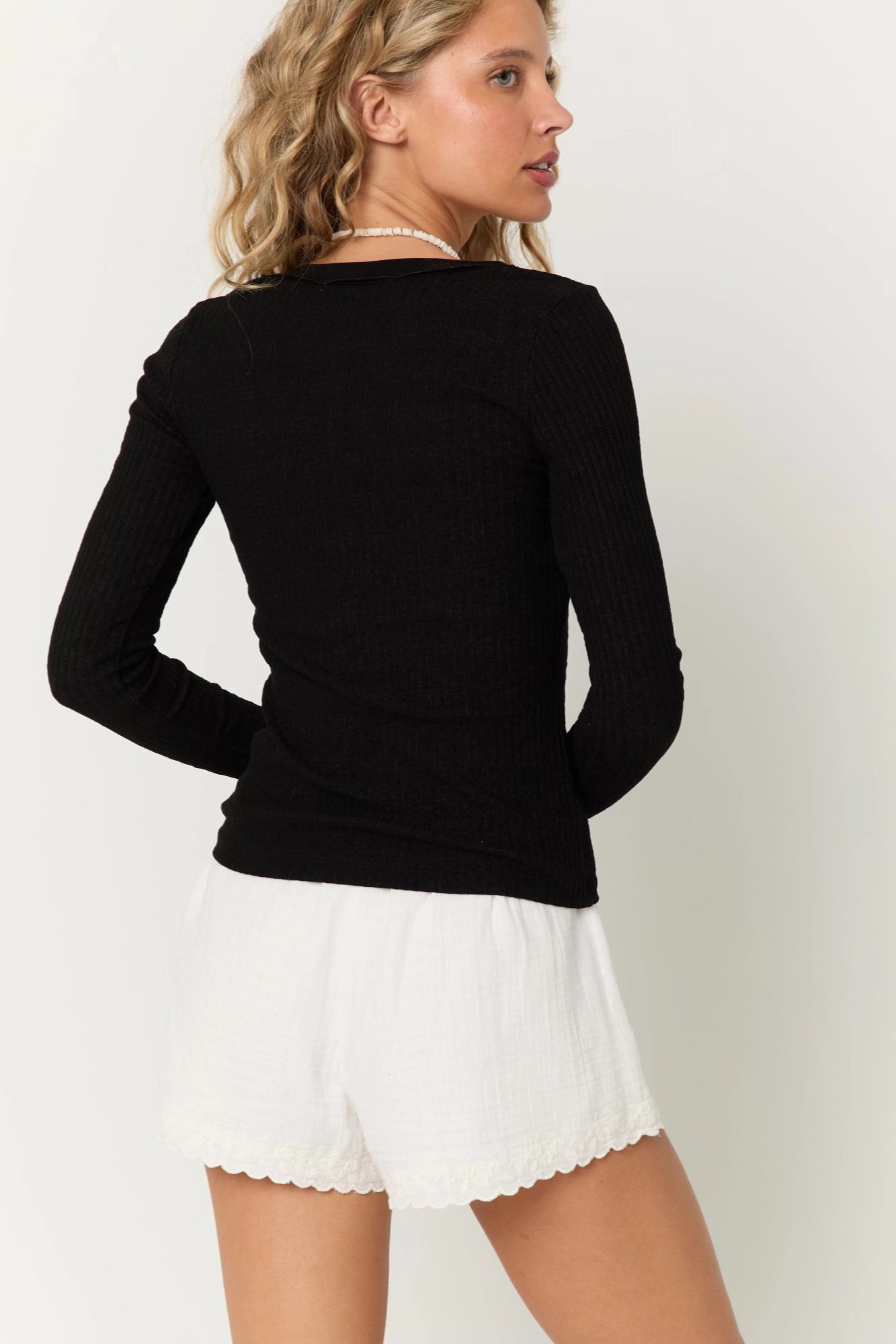 Shimmer Vibe Scoop Rib Long Sleeve