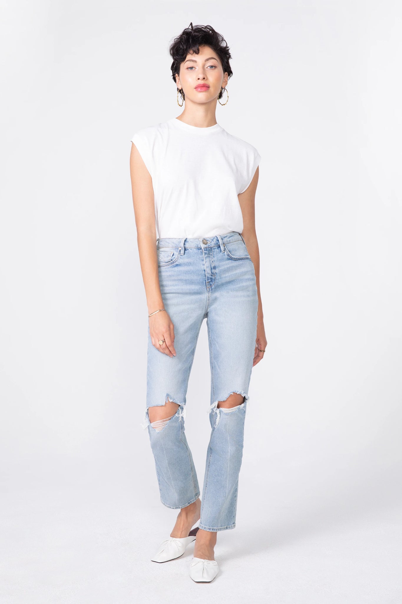 Taffetas High Rise Straight Jean